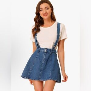 🔥HOT DEAL $15🔥 Allegra K denim suspender mini skirt Size M